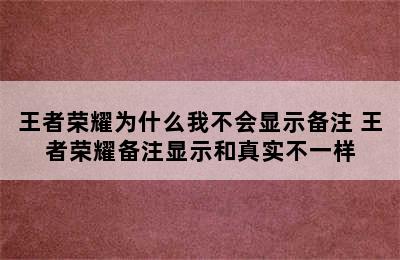 王者荣耀为什么我不会显示备注 王者荣耀备注显示和真实不一样